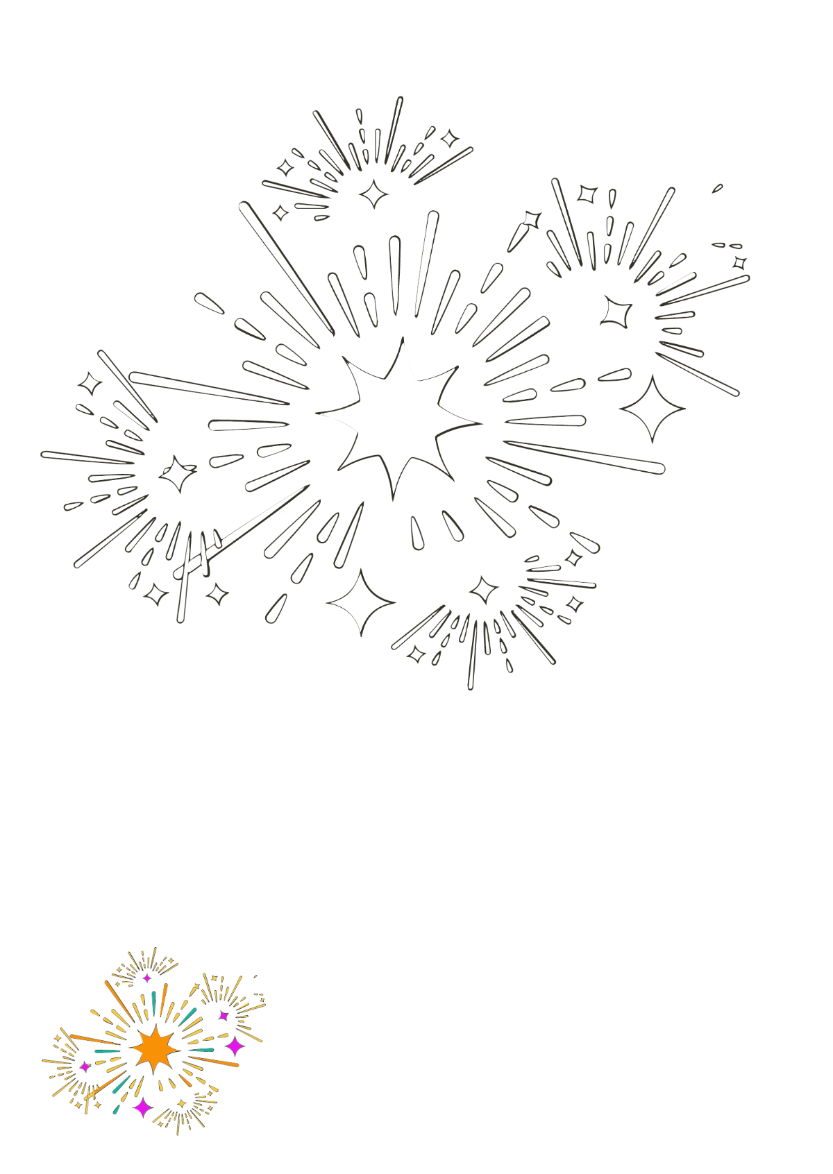 Free Sparkle Burst Coloring Page Template