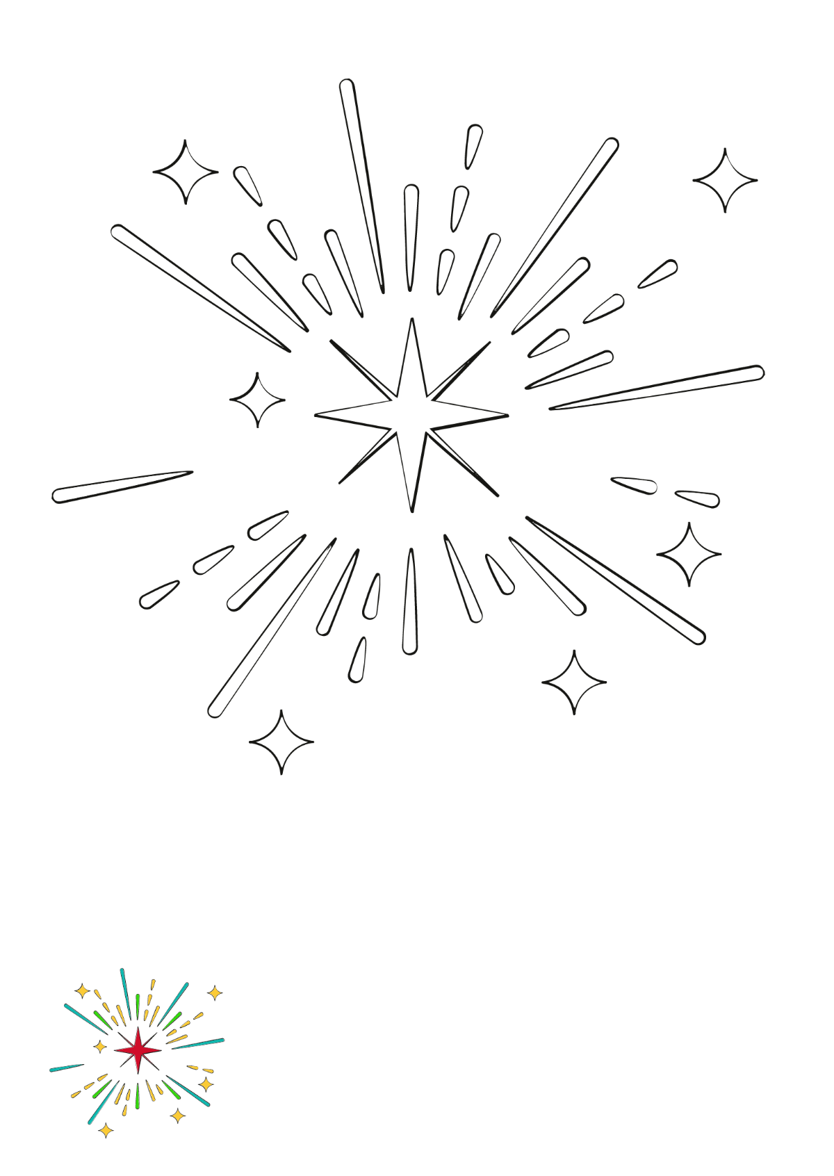 Free Cracker Sparkle Coloring Page Template