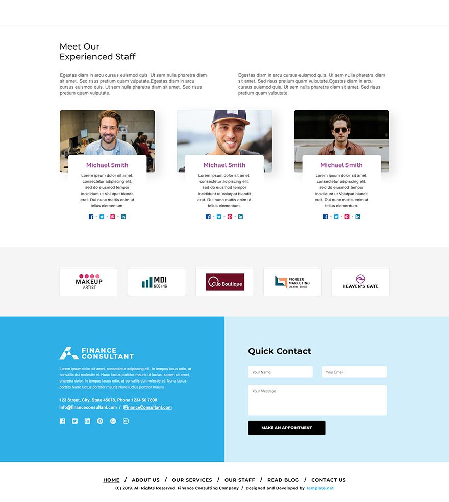 Finance Consultant PSD Landing page Template