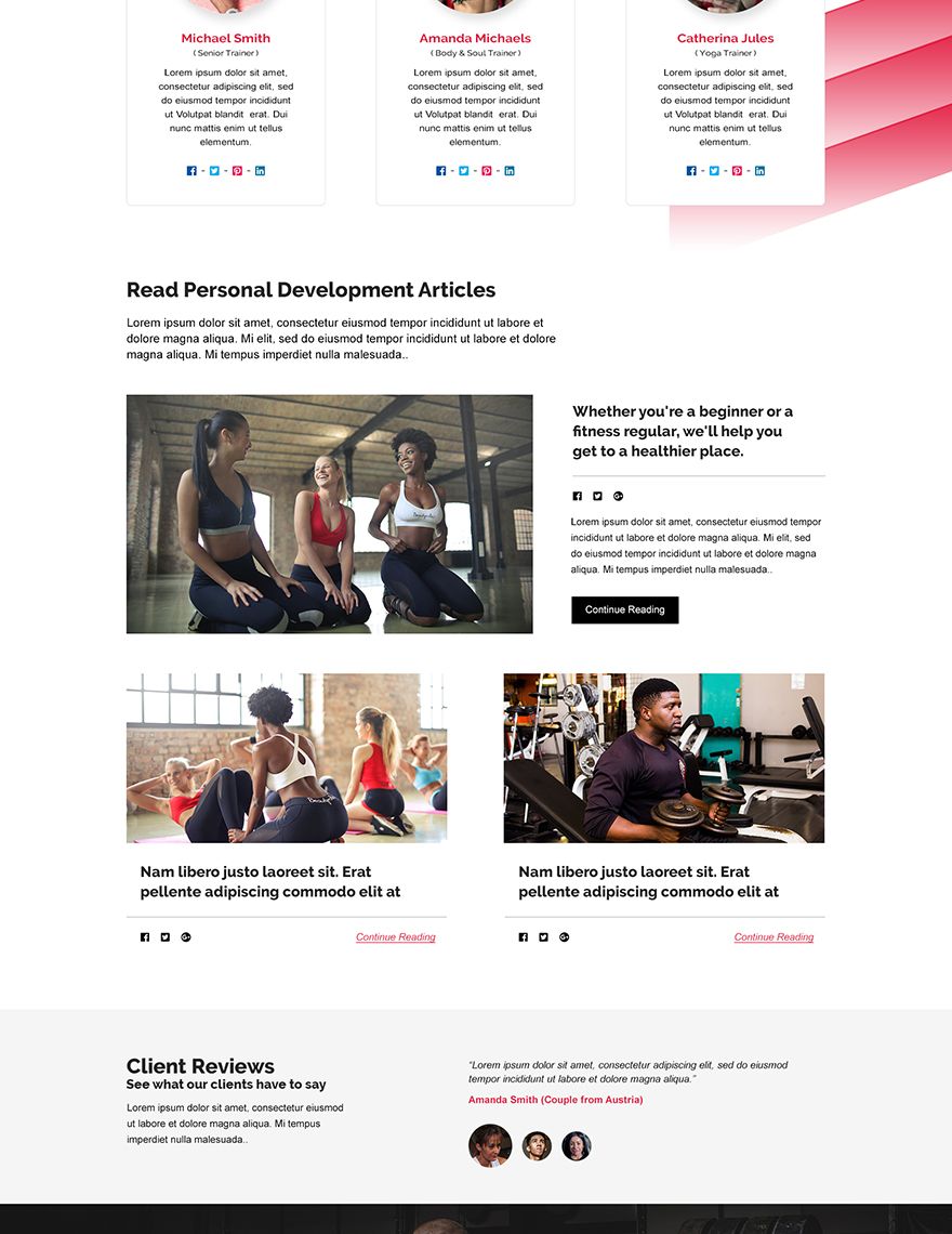 Gym PSD Landing page Template