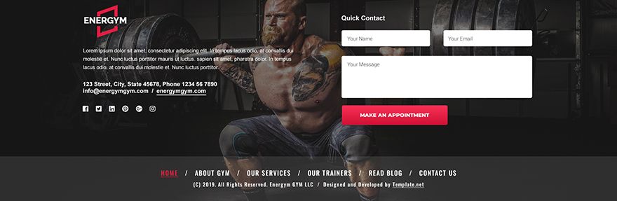 Gym PSD Landing page Template