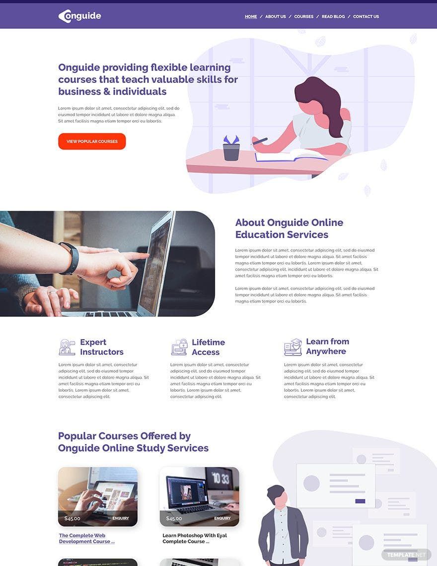 Online Courses PSD Landing Page Template