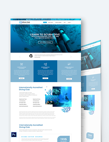 Scuba Diving School WordPress Theme/Template - Download in Wordpress ...