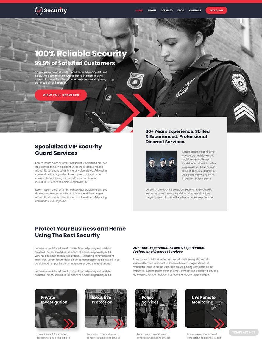 Security Guard Services Shop PSD Landing Page Template