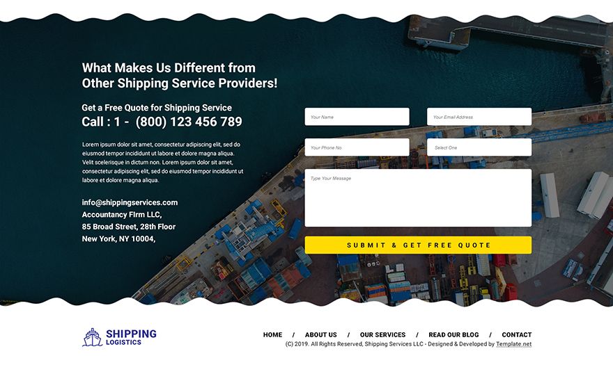 Shipping PSD Landing Page Template