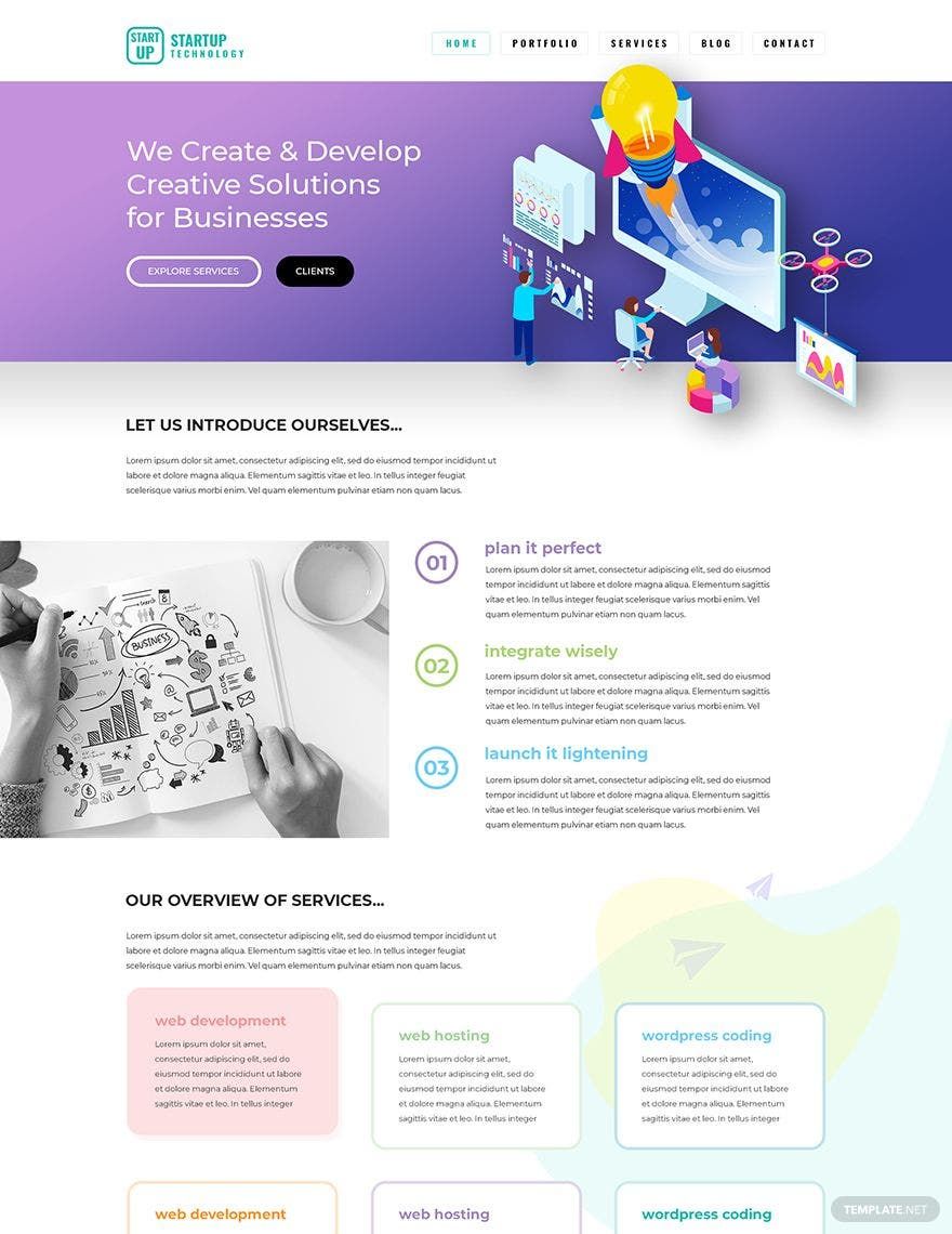 Startup PSD Landing Page Template