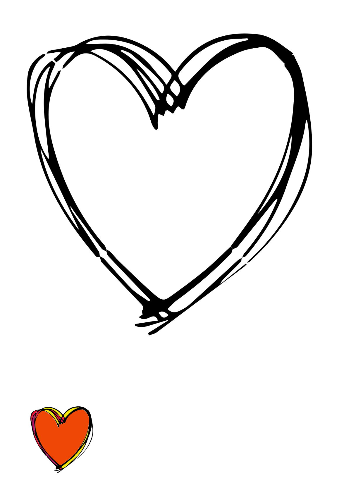 Abstract Heart Shape Coloring Page Template
