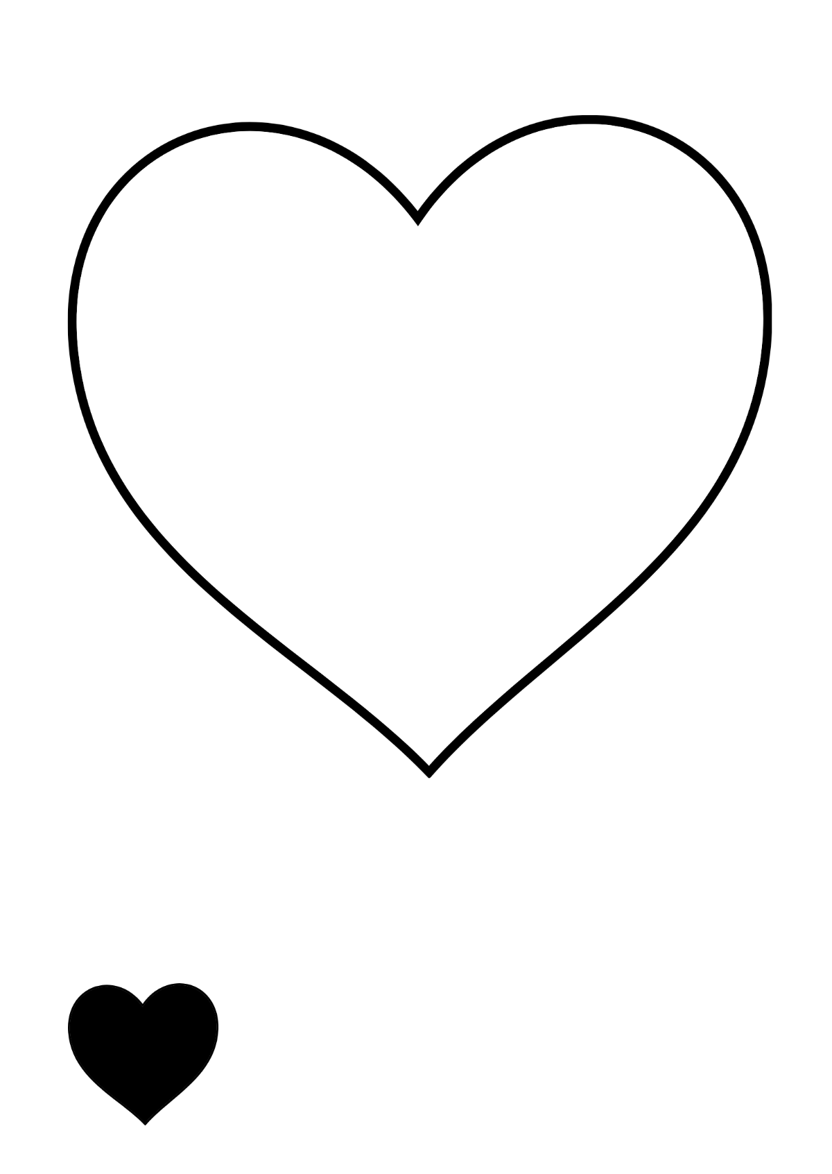Black Heart Shape Coloring Page Template