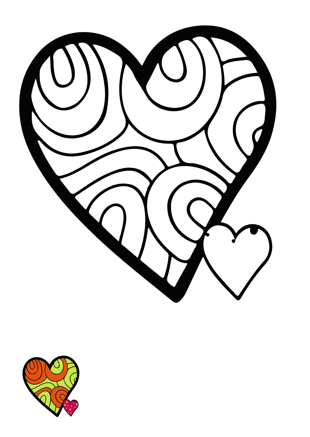 Drawn Heart Coloring Page Shape Template
