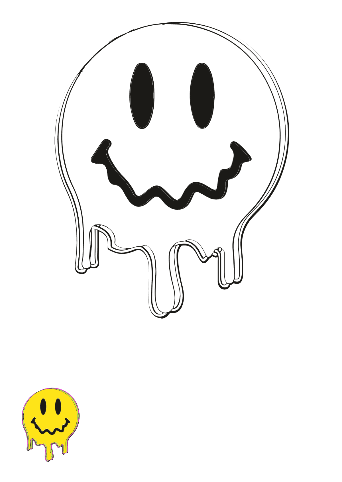 Free Acid Smiley Coloring Page Template