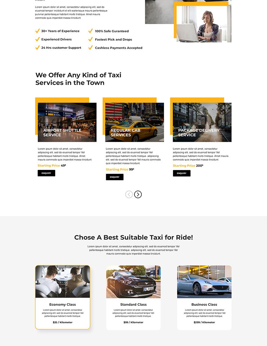 Taxi Services PSD Landing Page Template
