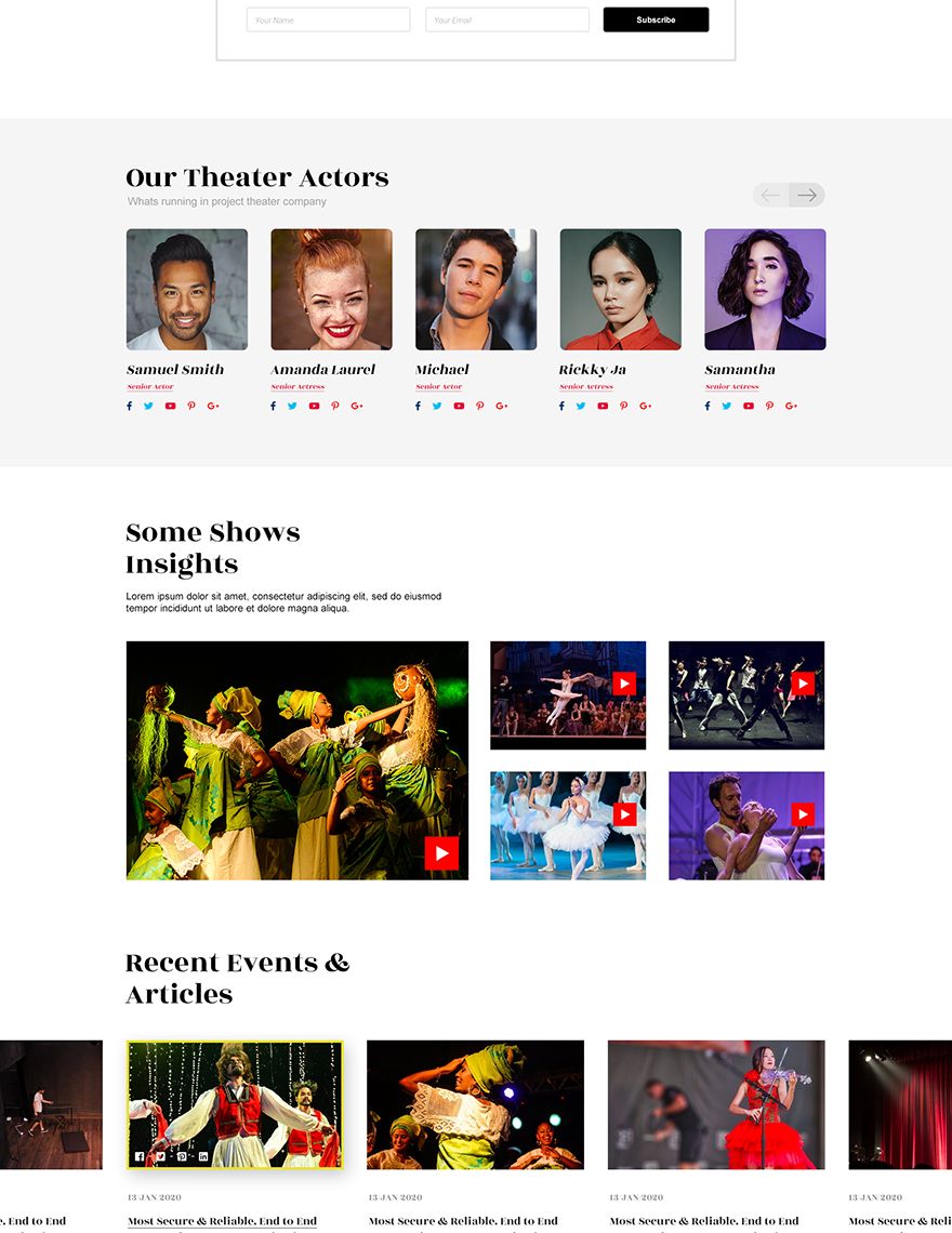 Theater PSD Landing page Template