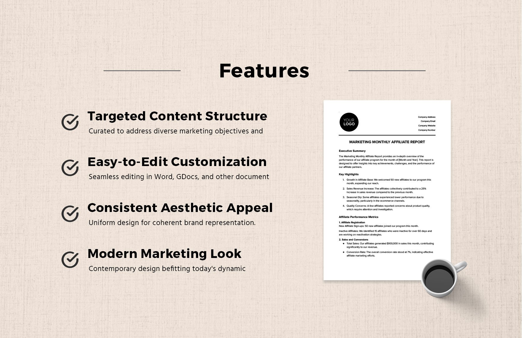 Marketing Monthly Affiliate Report Template