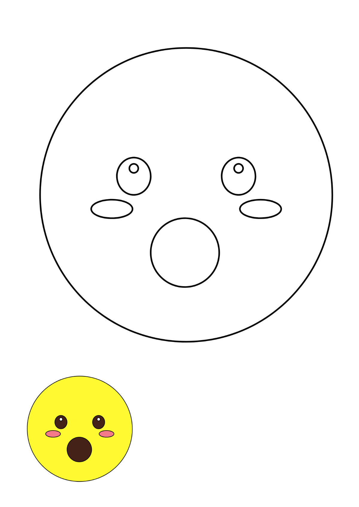 Surprised Smiley coloring page Template