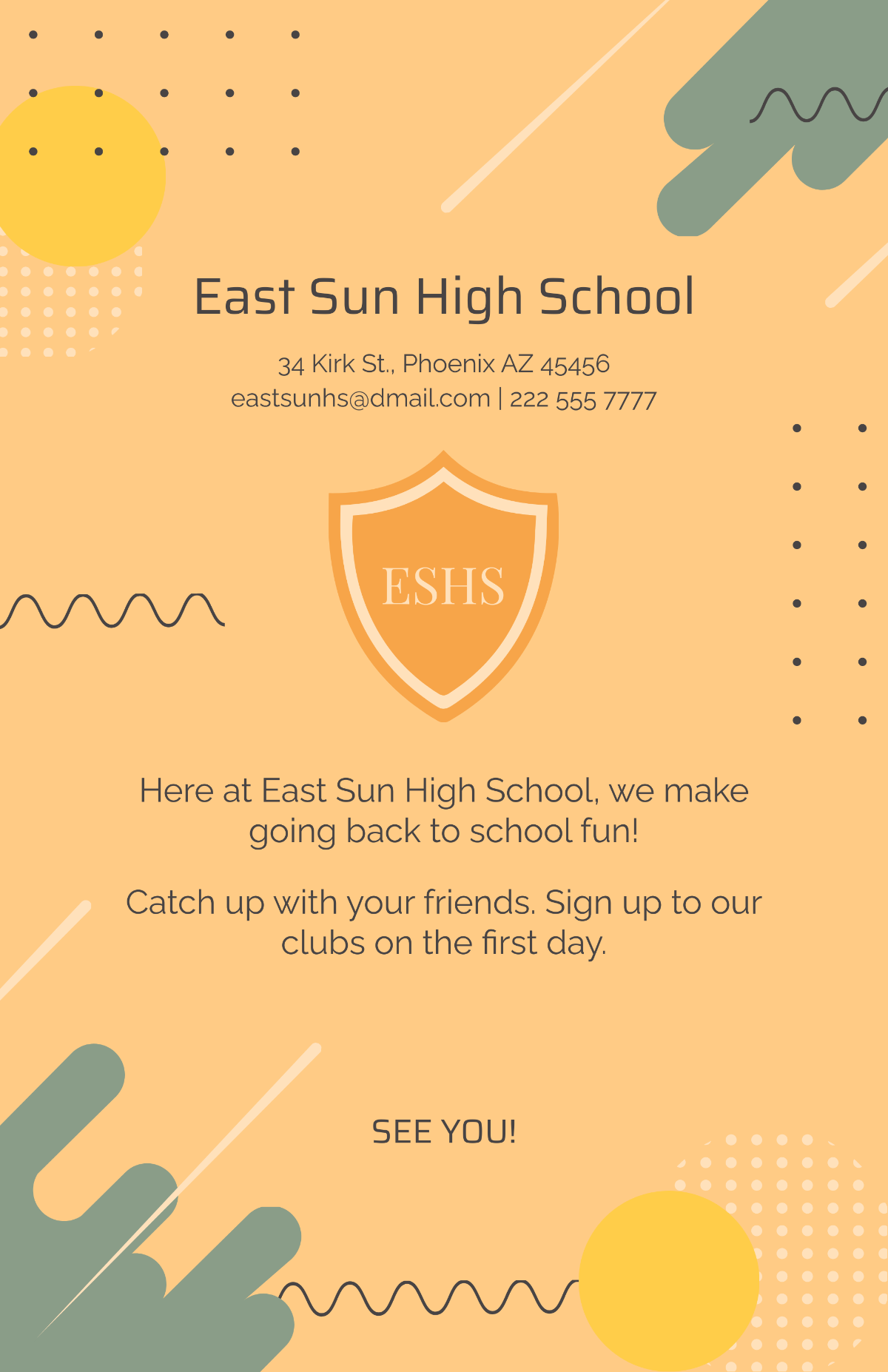 High School Back To School Poster Template