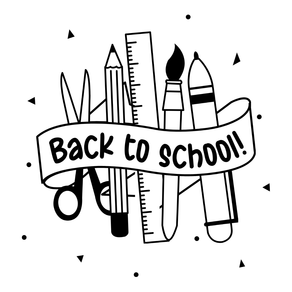 Black And White Back To School Clipart Template
