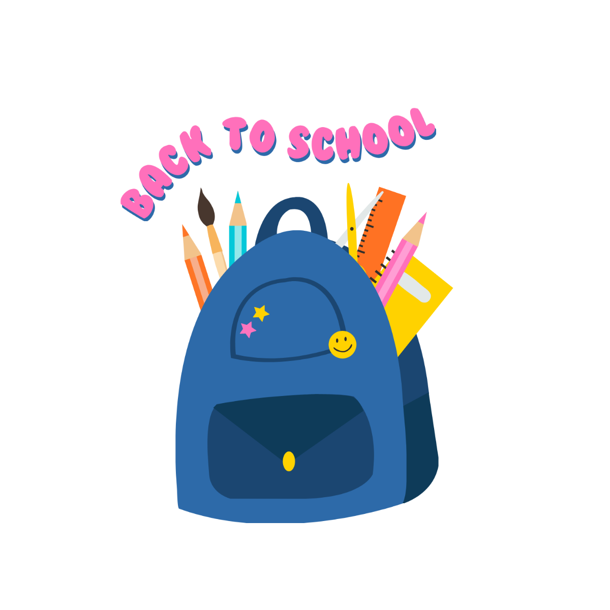 Back To School Backpack Clipart Template