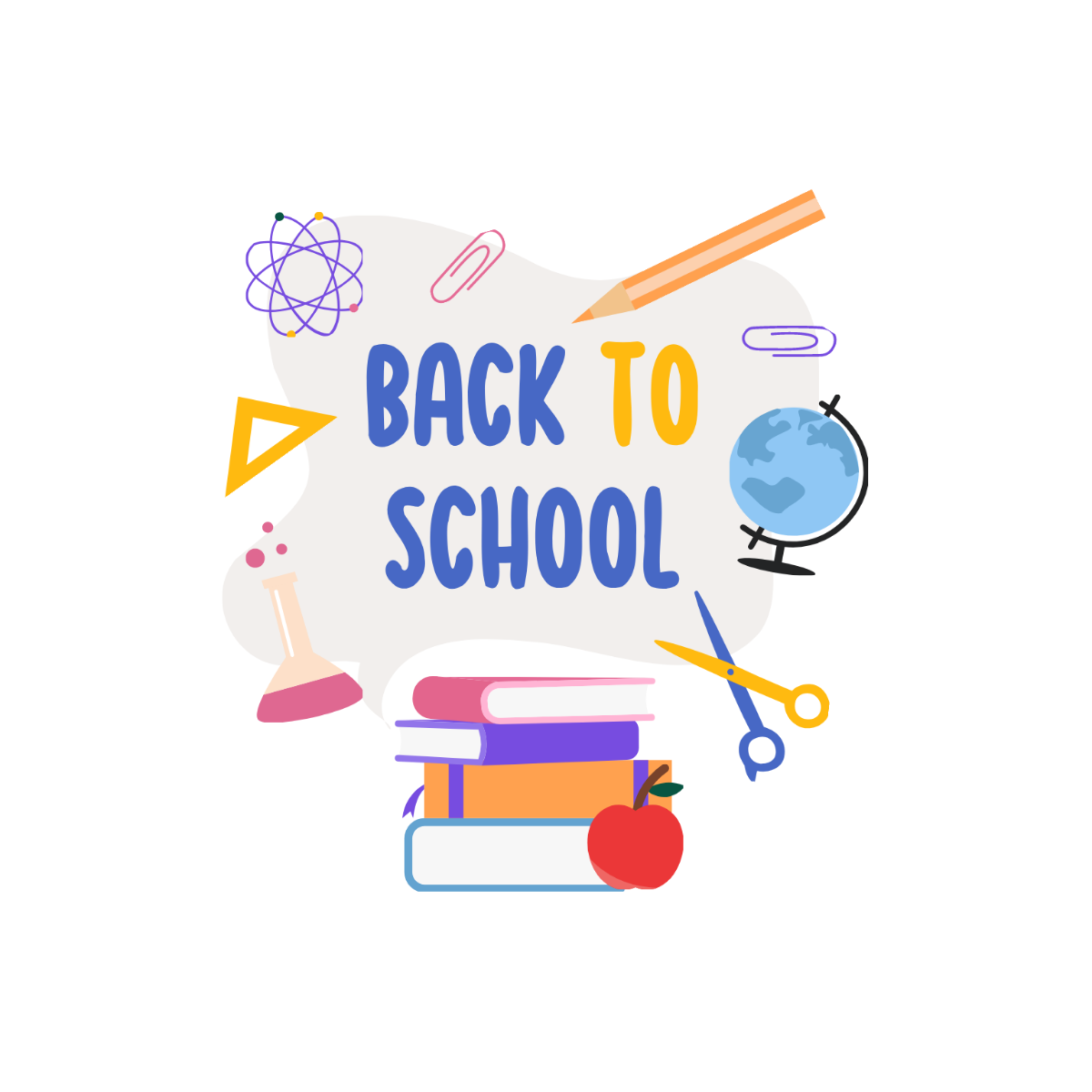 Back To School Supplies Clipart Template