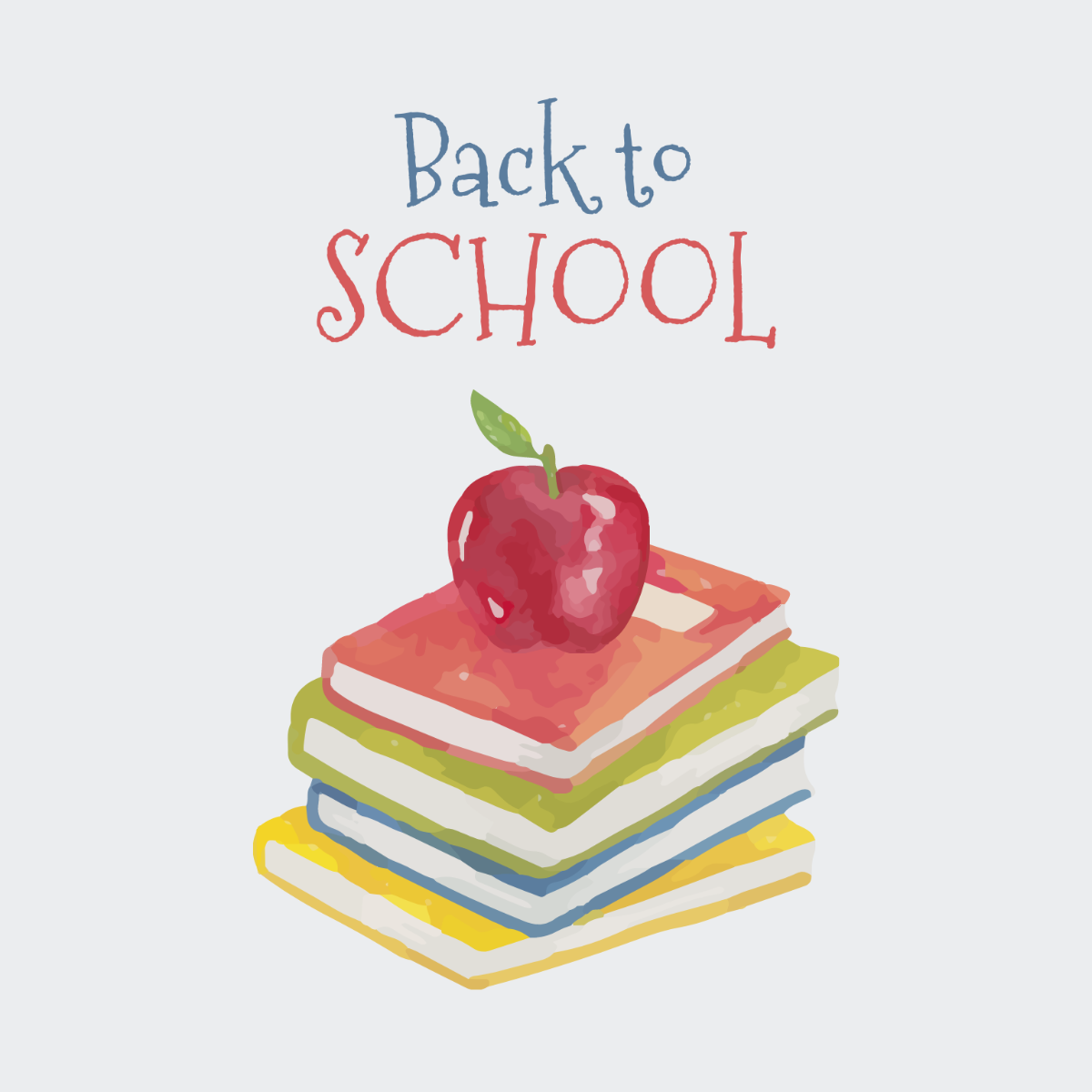 Watercolor Back To School Clipart Template
