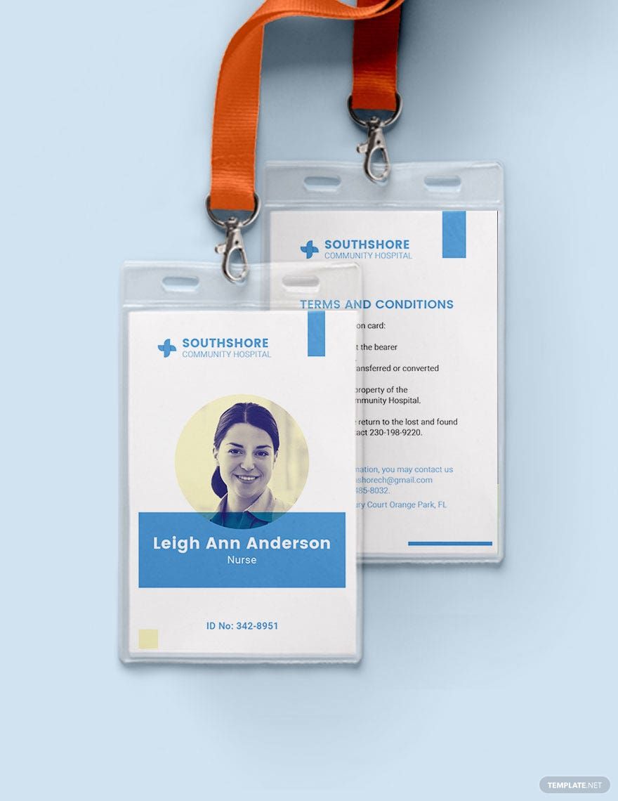 Nurse ID Card Template in Word, Illustrator, PSD, Apple Pages, Publisher