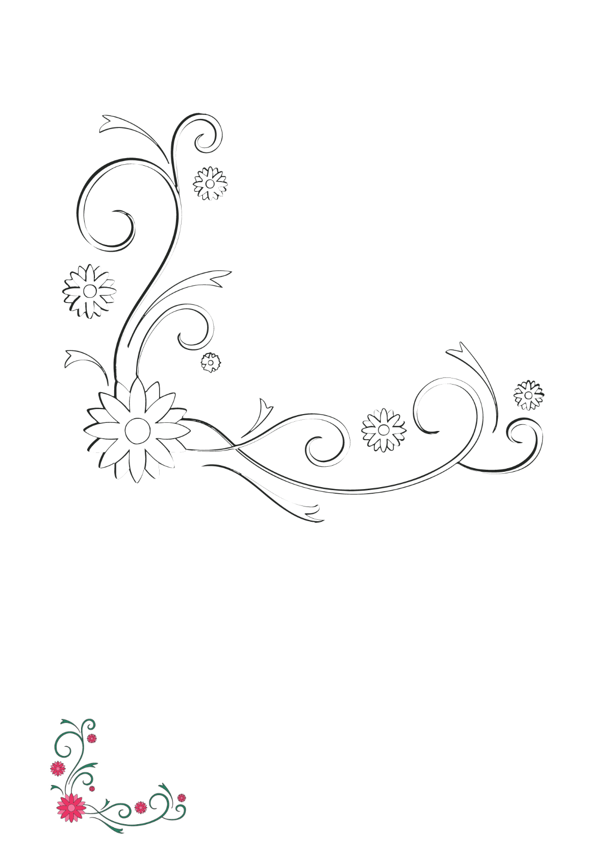 Corner Floral Frame Coloring Page Template
