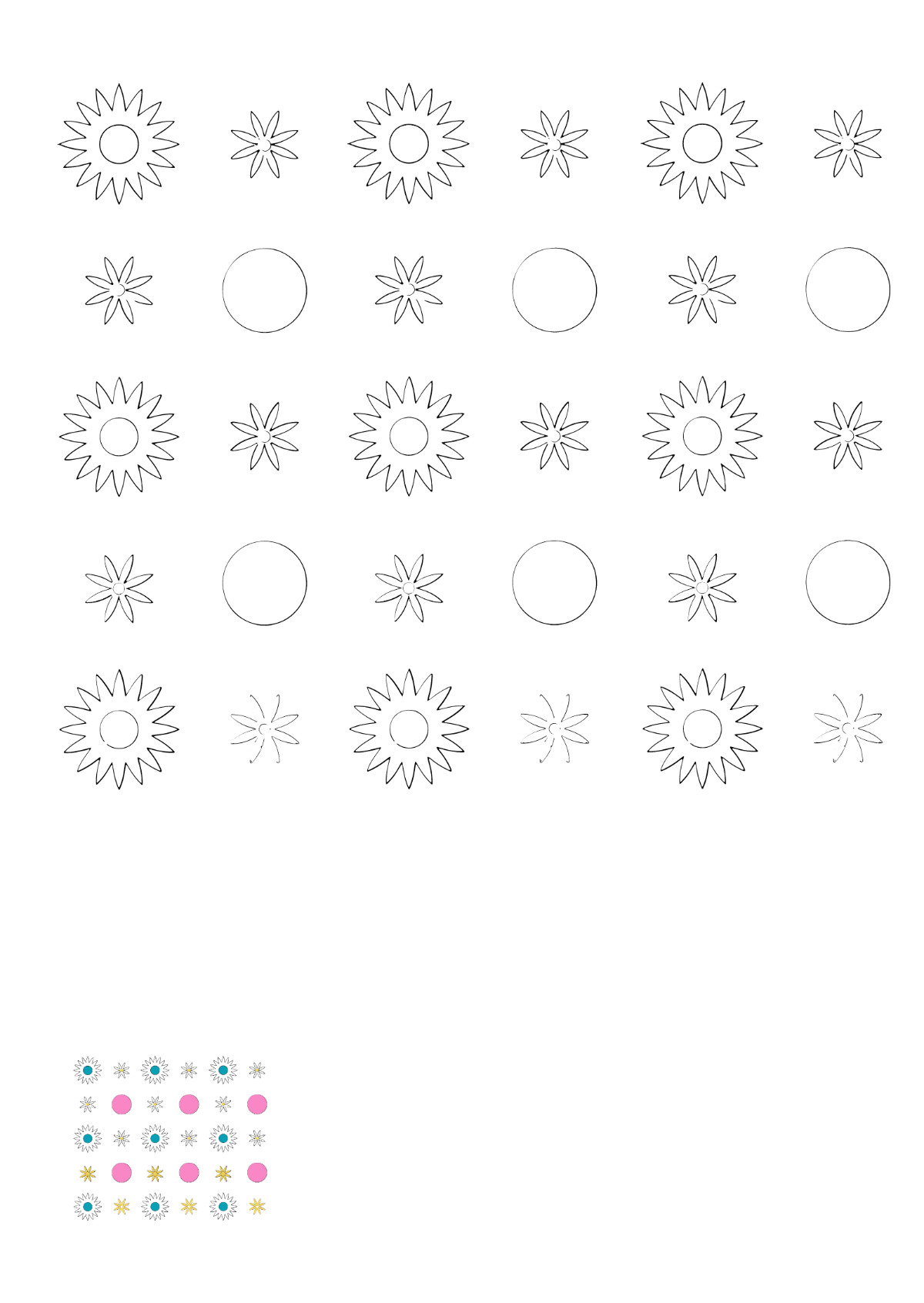 Simple Floral Pattern Coloring Page Template