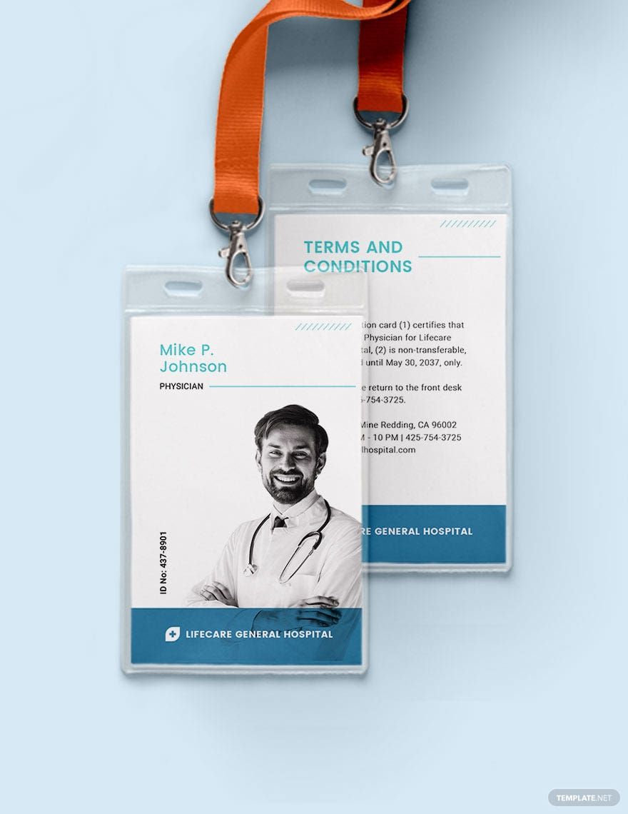 Physician ID Card Template in Word, Illustrator, PSD, Apple Pages, Publisher
