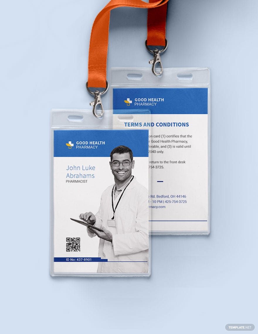 Pharmacy ID Card Template in Word, Illustrator, PSD, Publisher, Pages - Download | Template.net