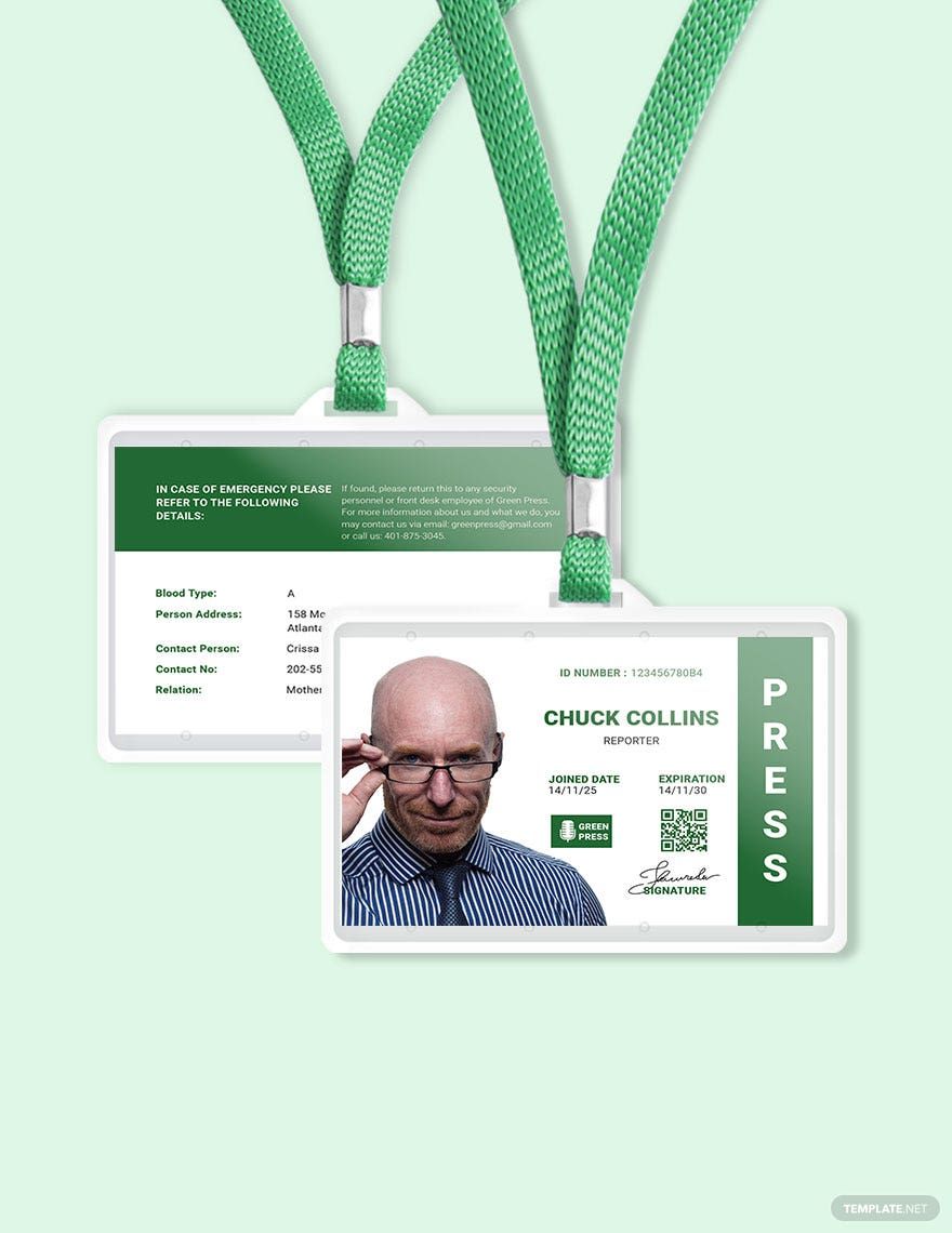 Portrait/Horizontal Press ID Card Template