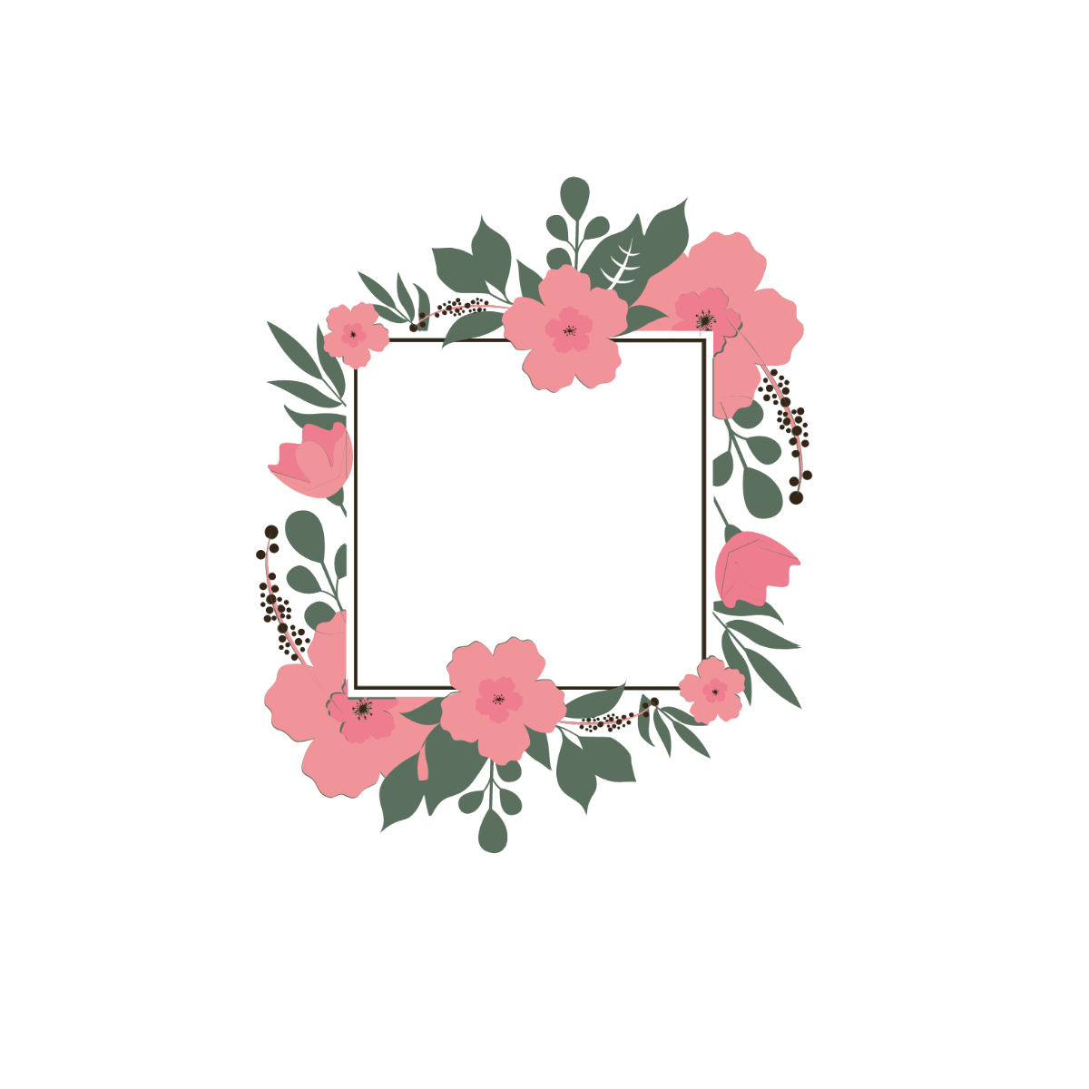 Rectangle Floral Frame Vector Template