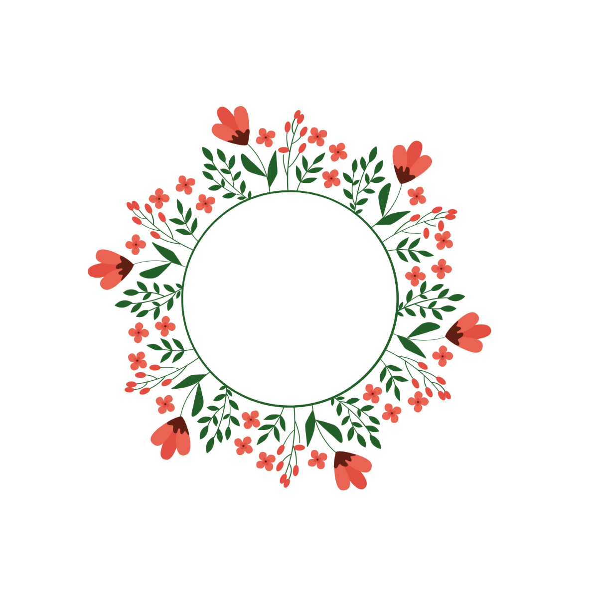 Round Floral Frame Vector Template