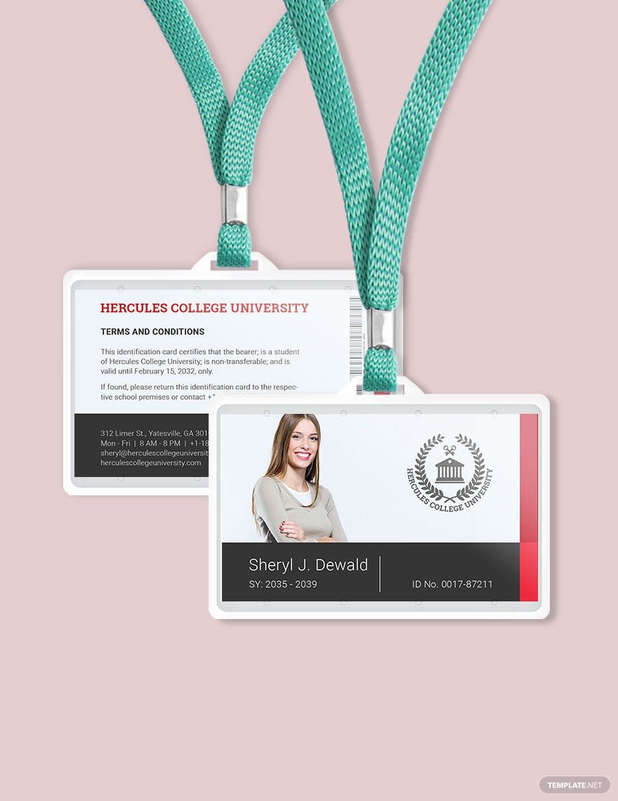 Free Printable College ID Card Template Download In Word Illustrator 