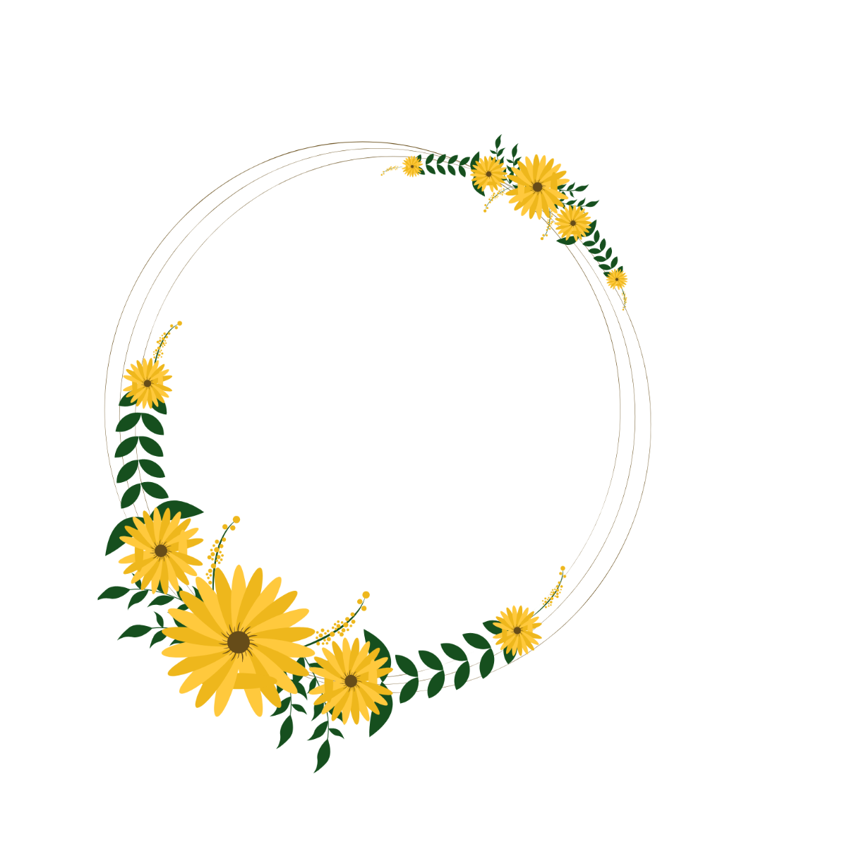 Spring Floral Wreath Vector Template