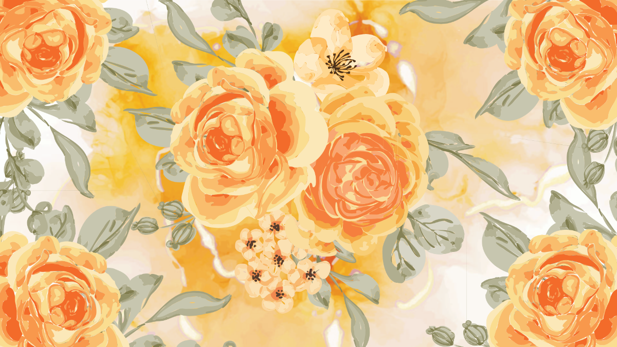 Yellow Orange Floral Background Template