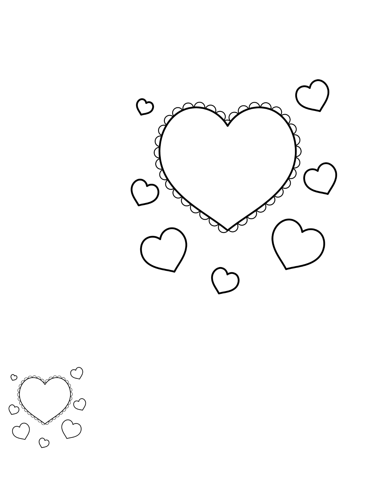 Heart Shape Coloring Page Template