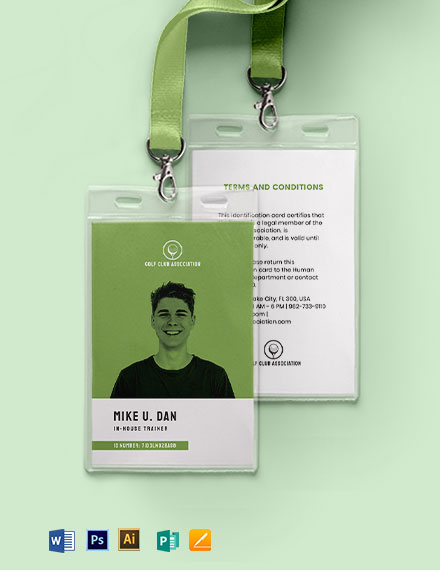 Simple Association Id Card Template - Illustrator, Word, Apple Pages 