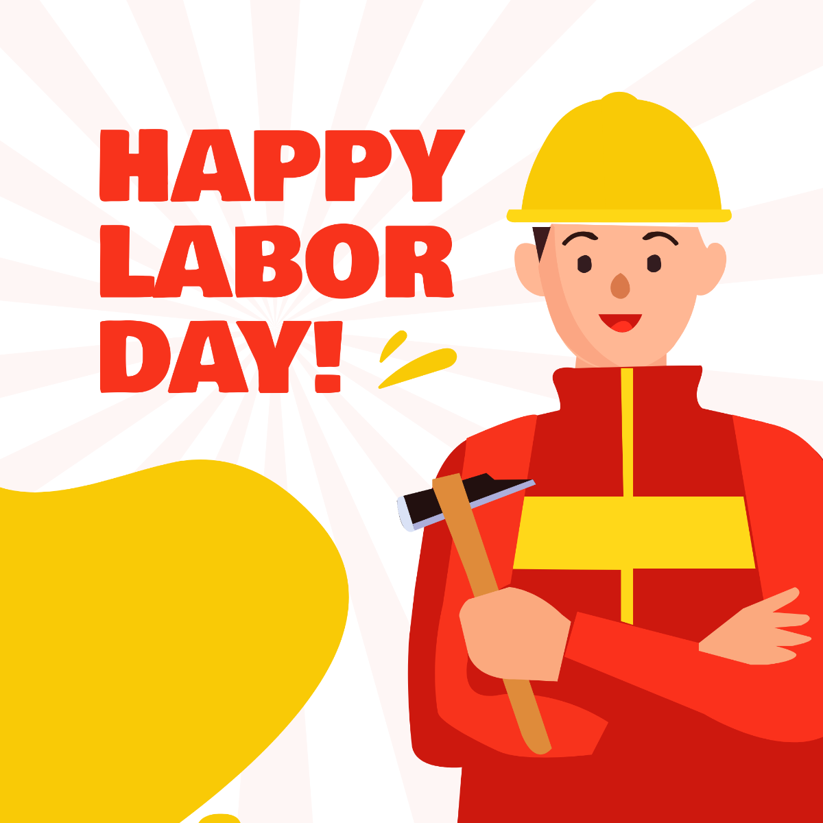 Cartoon Happy Labor Day Template