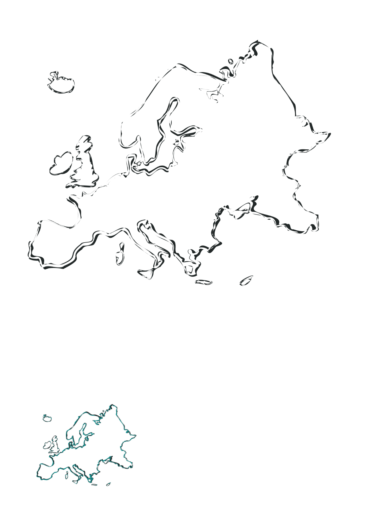 Europe Map Outline Coloring Page Template