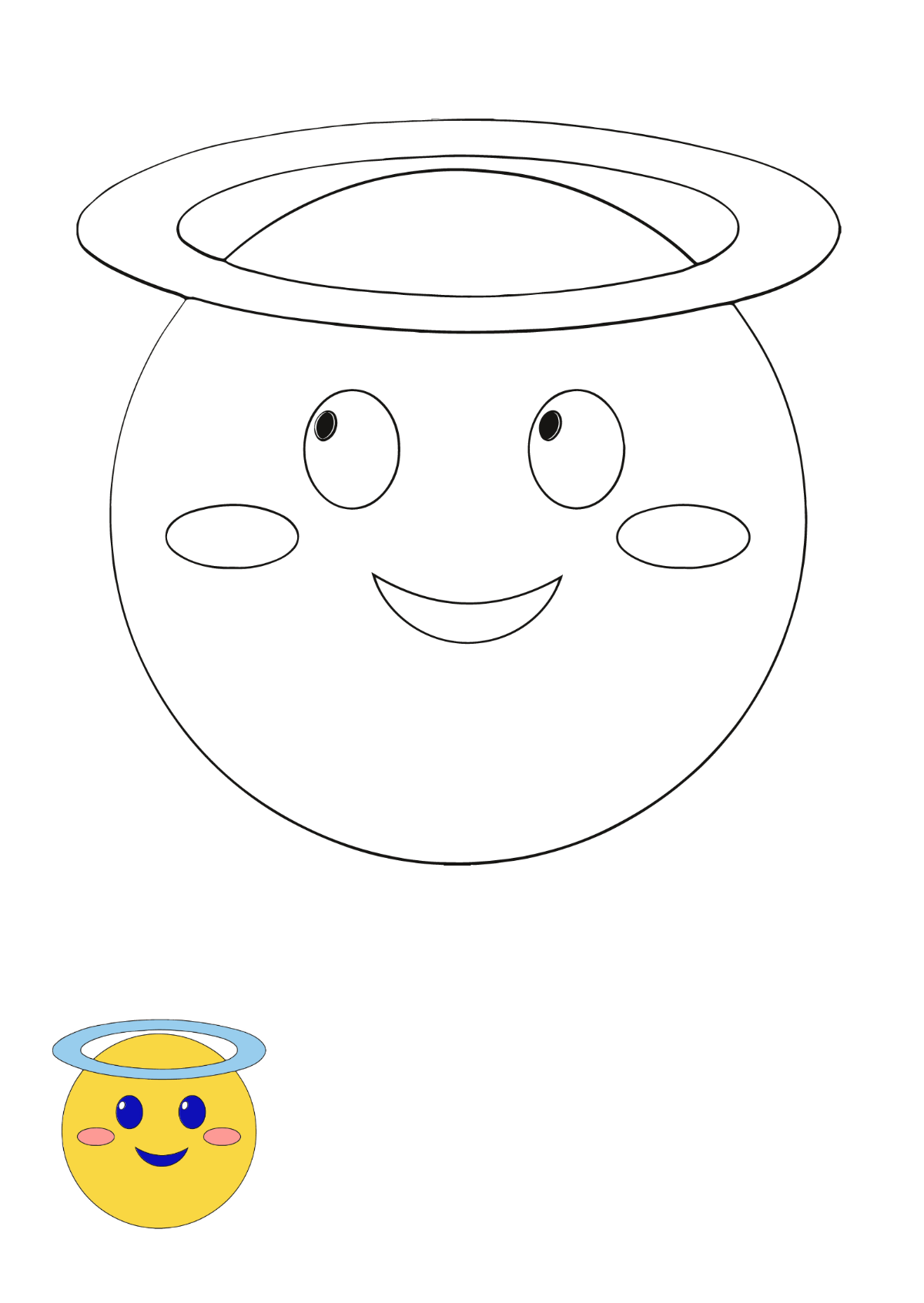 Free Angel Smiley Coloring Page Template