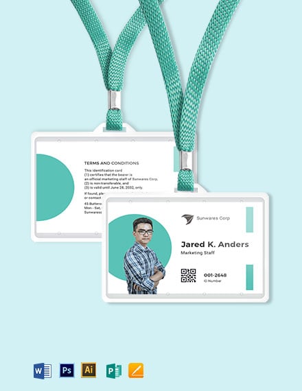 Black ID Card, Modern Minimalist Company Employee Badge