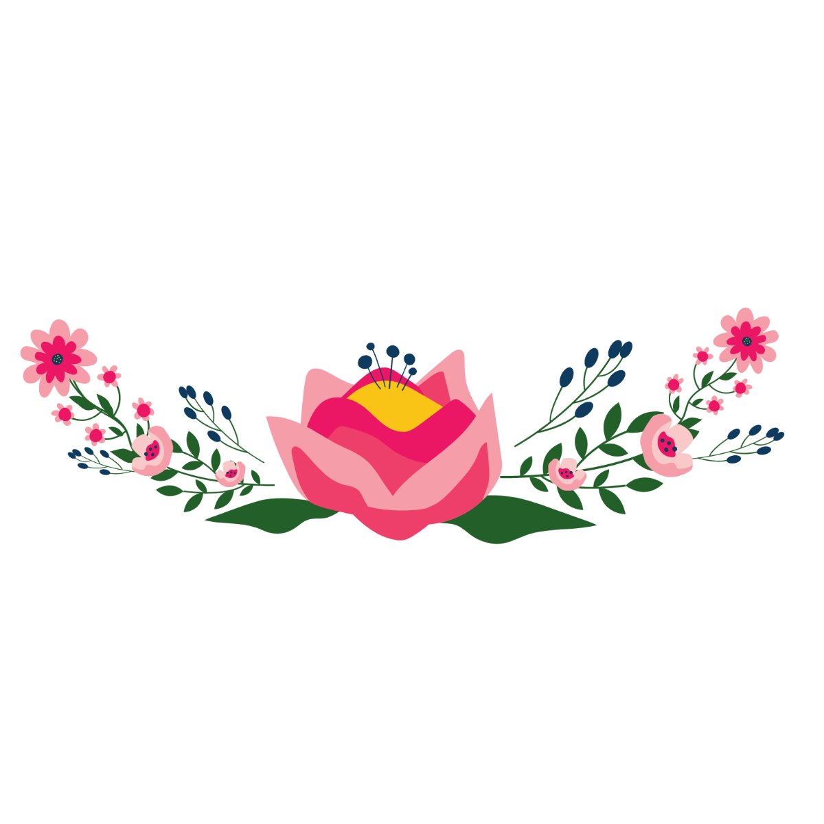 Pink Floral Border Vector Template