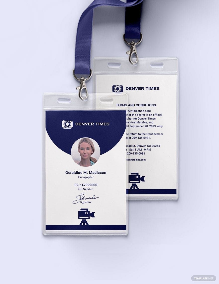 Free Printable Photographer ID Card Template Download In Word 