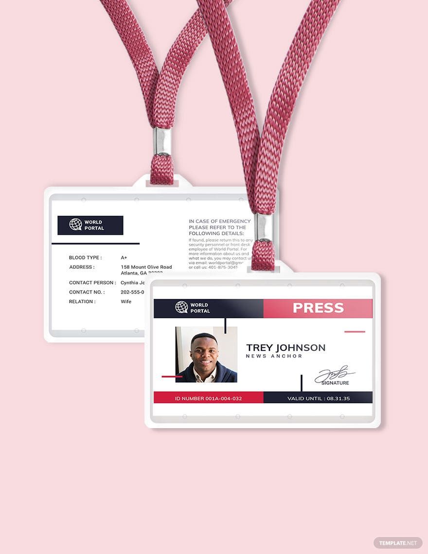 Printable Press ID Card Template