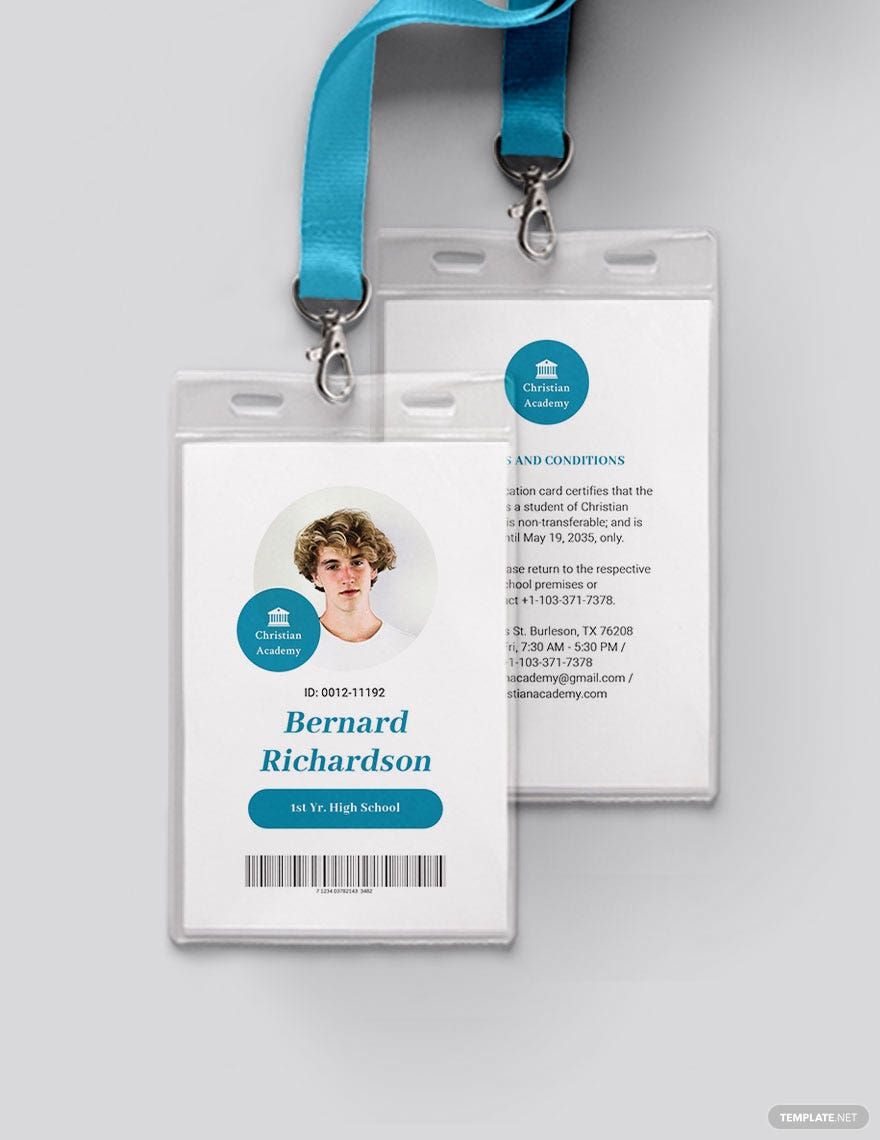 Private School Student ID Card Template