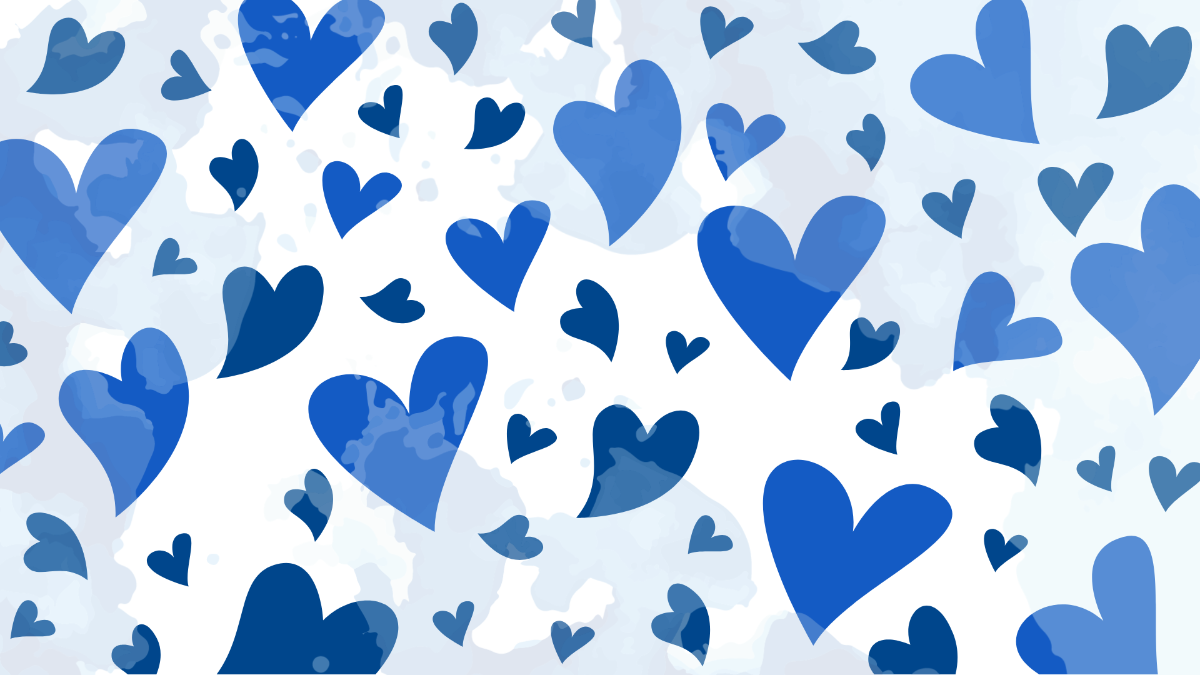 Watercolor Blue Heart Background Template