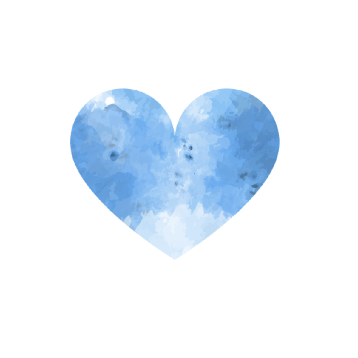 Watercolor Blue Heart Clipart Template