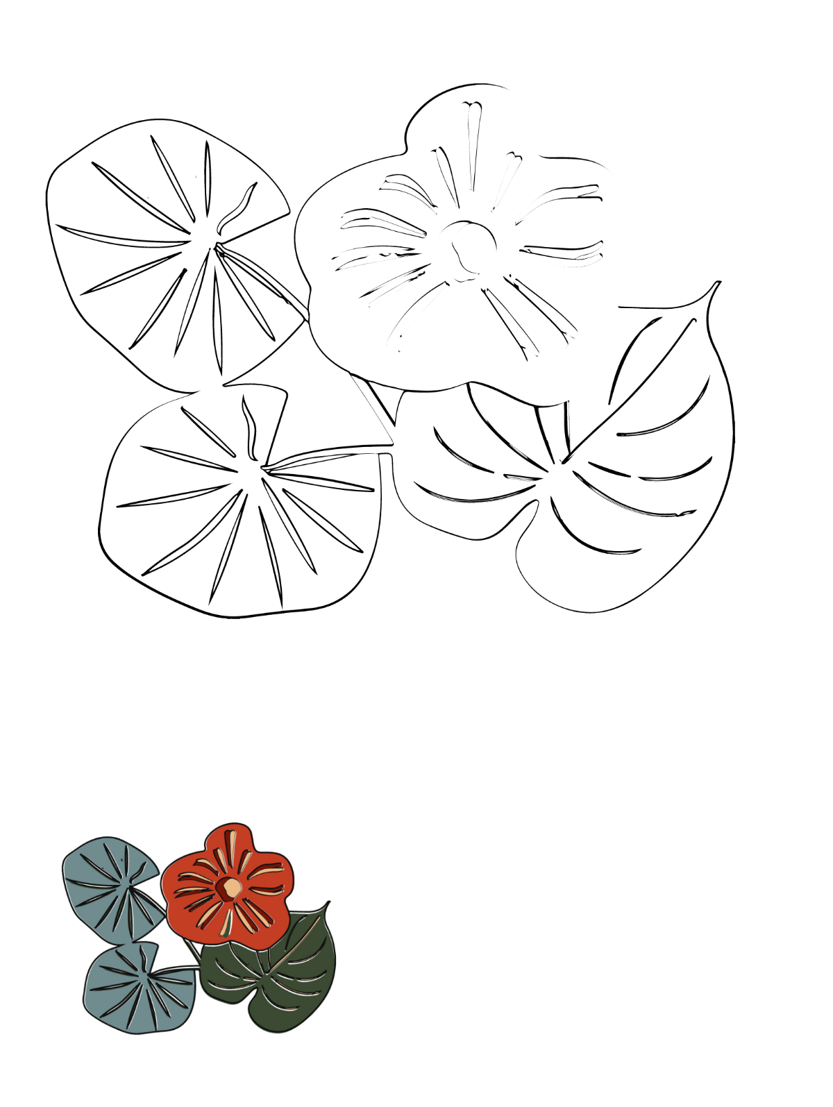 Vintage Floral Background Coloring Page Template