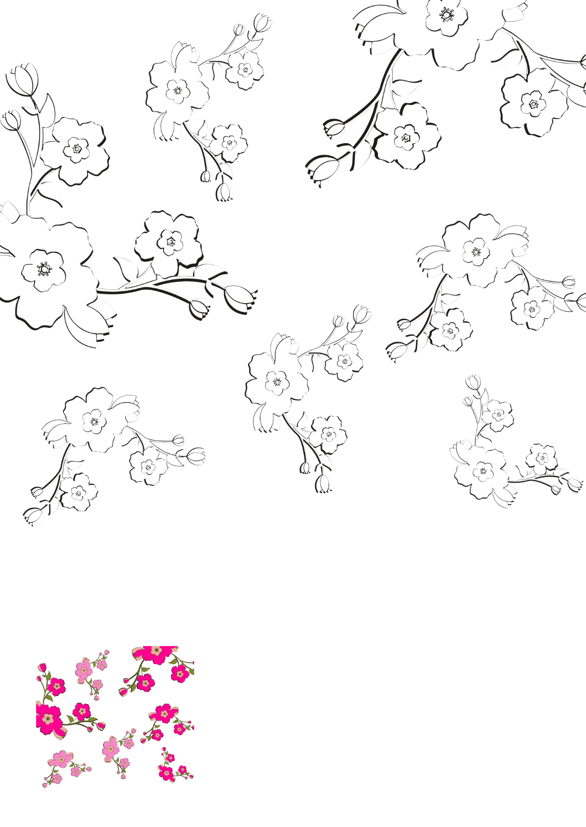 Pink Floral Background Coloring Page