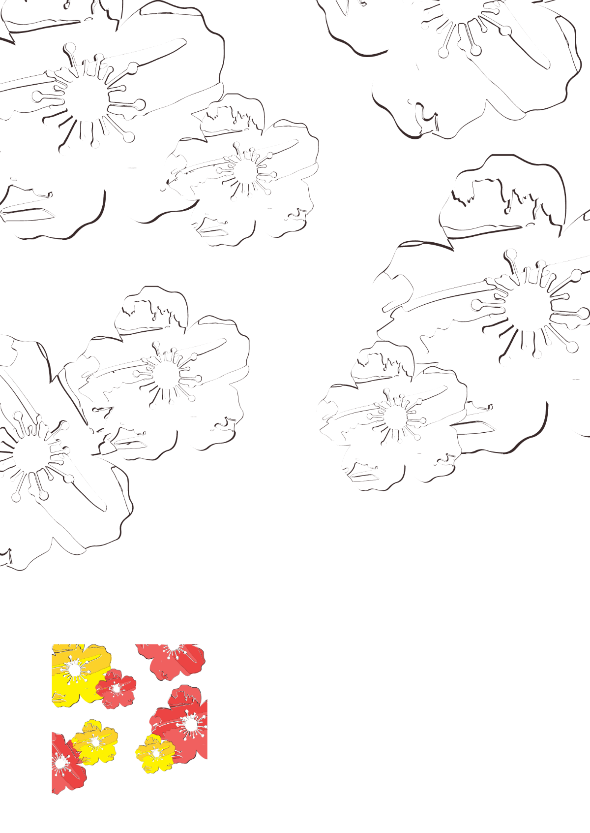 Watercolor Floral Background Coloring Page Template