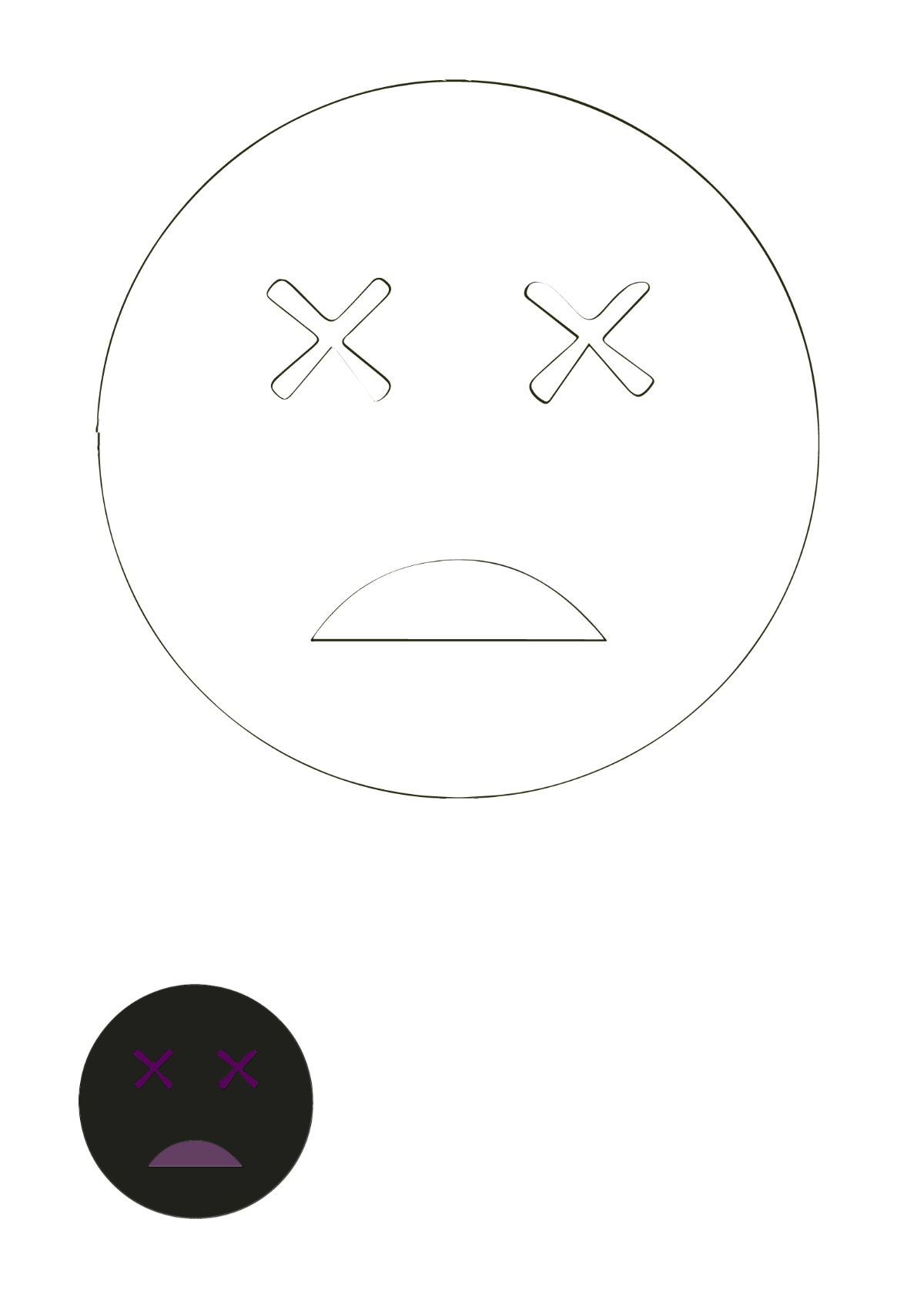 Free Dead Smiley Coloring Page Template
